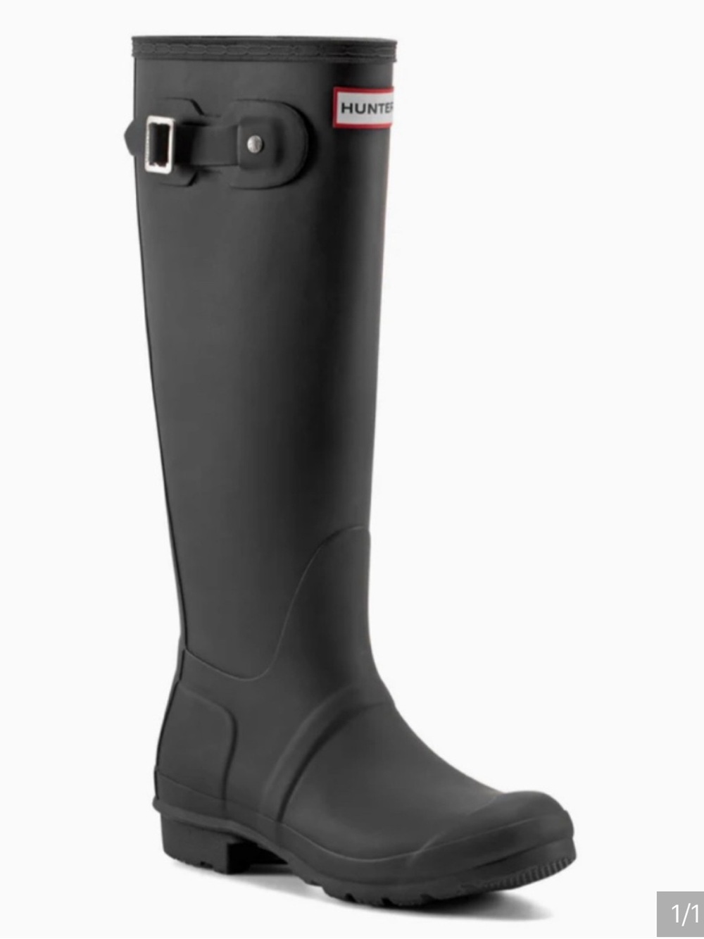 Hunter Matte Black Knee-High Adjustable Buckle Rain Boot